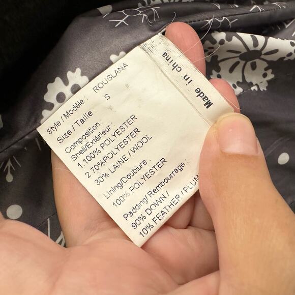 ARTURO Rouslana Puffer Jacket Womens Small Hoodie Wool Blend Down Feather Gray - Picture 7 of 13